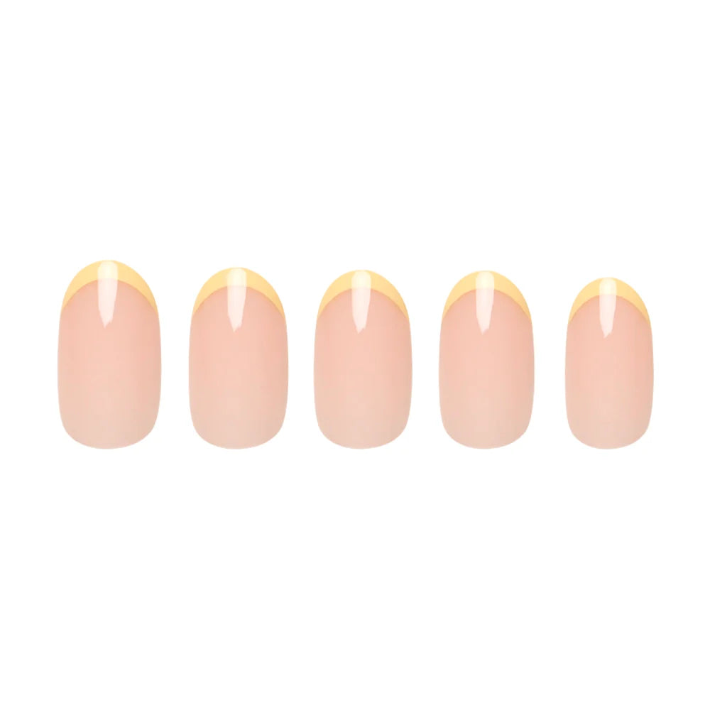 French Butter press-on nails close-up texture detail - butter yellow finish, US shipping