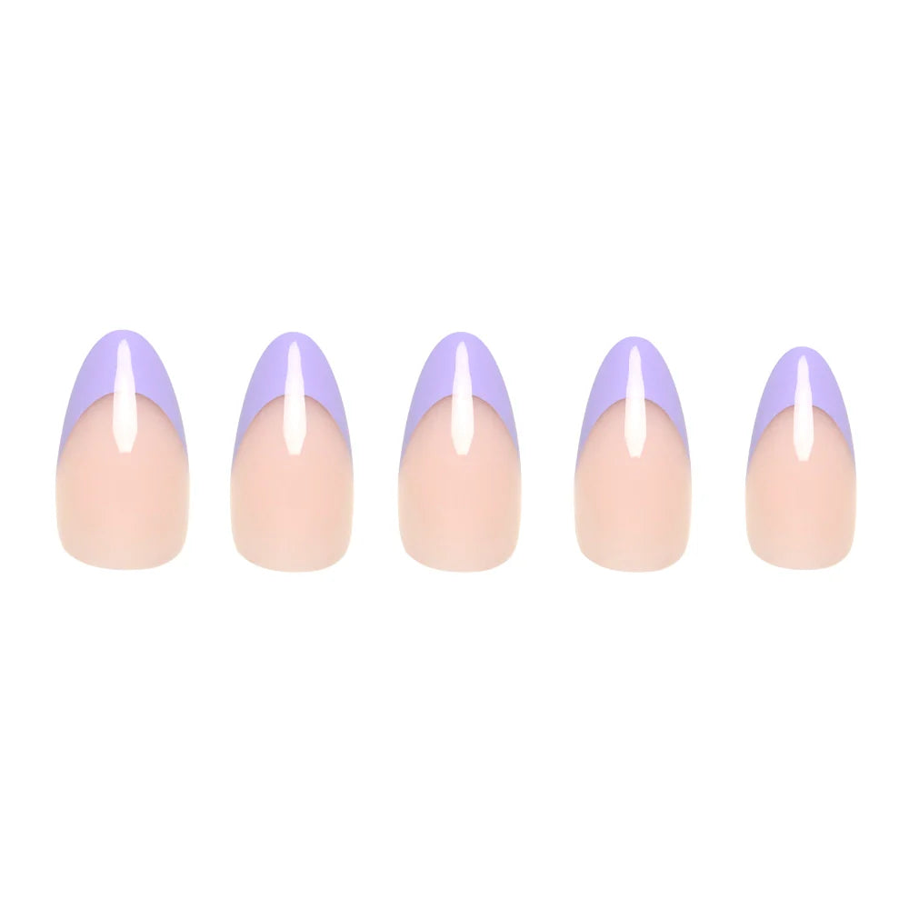 French Lilac press-on nails close-up texture detail - french tip finish, US shipping