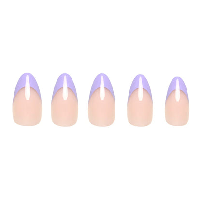 French Lilac press-on nails close-up texture detail - french tip finish, US shipping