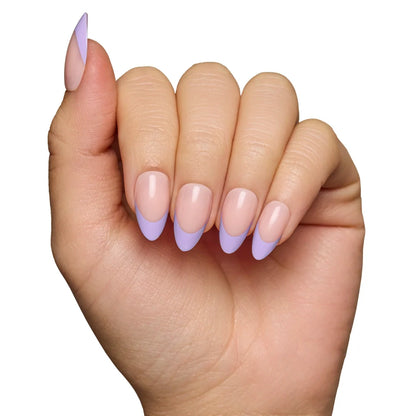 French Lilac press-on nail set - XS to L sizing, french tip design
