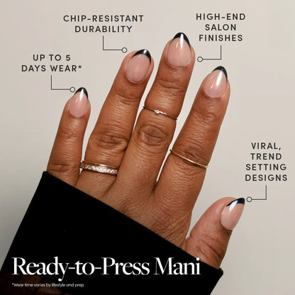 French Noir press-on nails - image 5 of 8, french tip almond