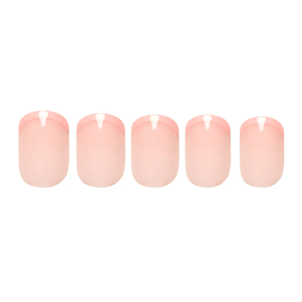 French Peach press-on nails close-up texture detail - dipped french finish, US shipping