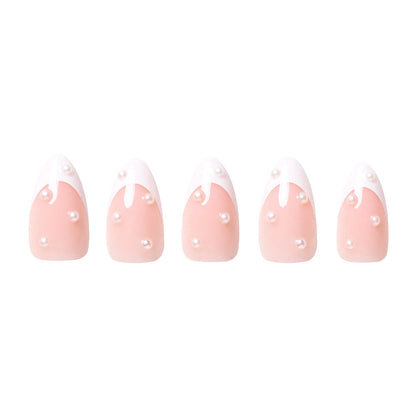 French Pearl press-on nails close-up texture detail - milky cloud dancer finish, US shipping