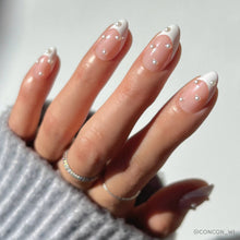 French Pearl milky cloud dancer press-on nails - almond shape, front view
