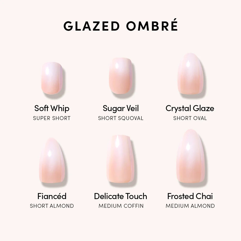 Frosted Chai press-on nail set - XS to L sizing, milky cloud dancer design