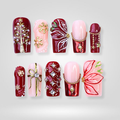 Gala Rouge milky cloud dancer press-on nails - almond shape, front view