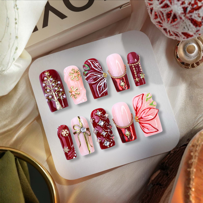 Gala Rouge press-on nail set - XS to L sizing, milky cloud dancer design