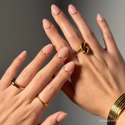 Glam Goals french tip press-on nails - oval shape, front view