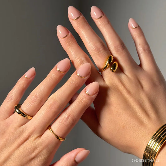 Glam Goals french tip press-on nails - oval shape, front view