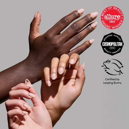 Glam Goals press-on nails on hand - lifestyle photo, french tip finish