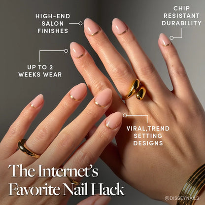 Glam Goals press-on nails close-up texture detail - french tip finish, US shipping
