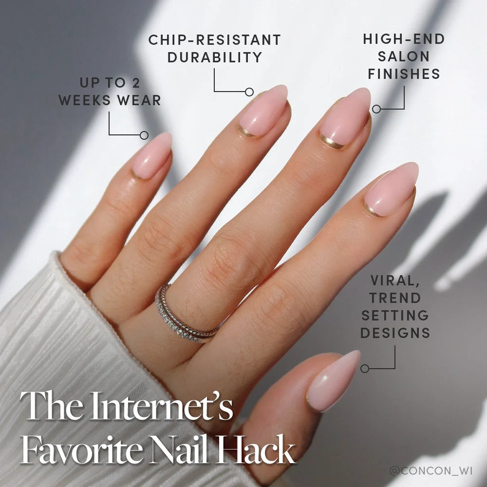 Goal Chaser press-on nails close-up texture detail - french tip finish, US shipping