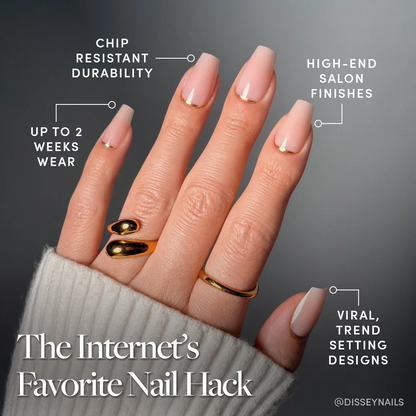 Gold Goals press-on nails close-up texture detail - french tip finish, US shipping