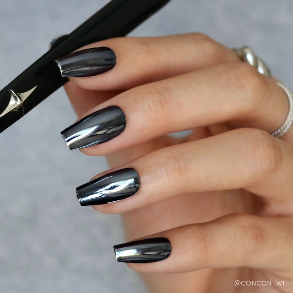 Gunmetal press-on nails - image 5 of 8, 3d sculptural coffin/ballerina
