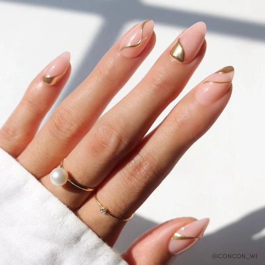 I AM A RICH MAN? french tip press-on nails - almond shape, front view
