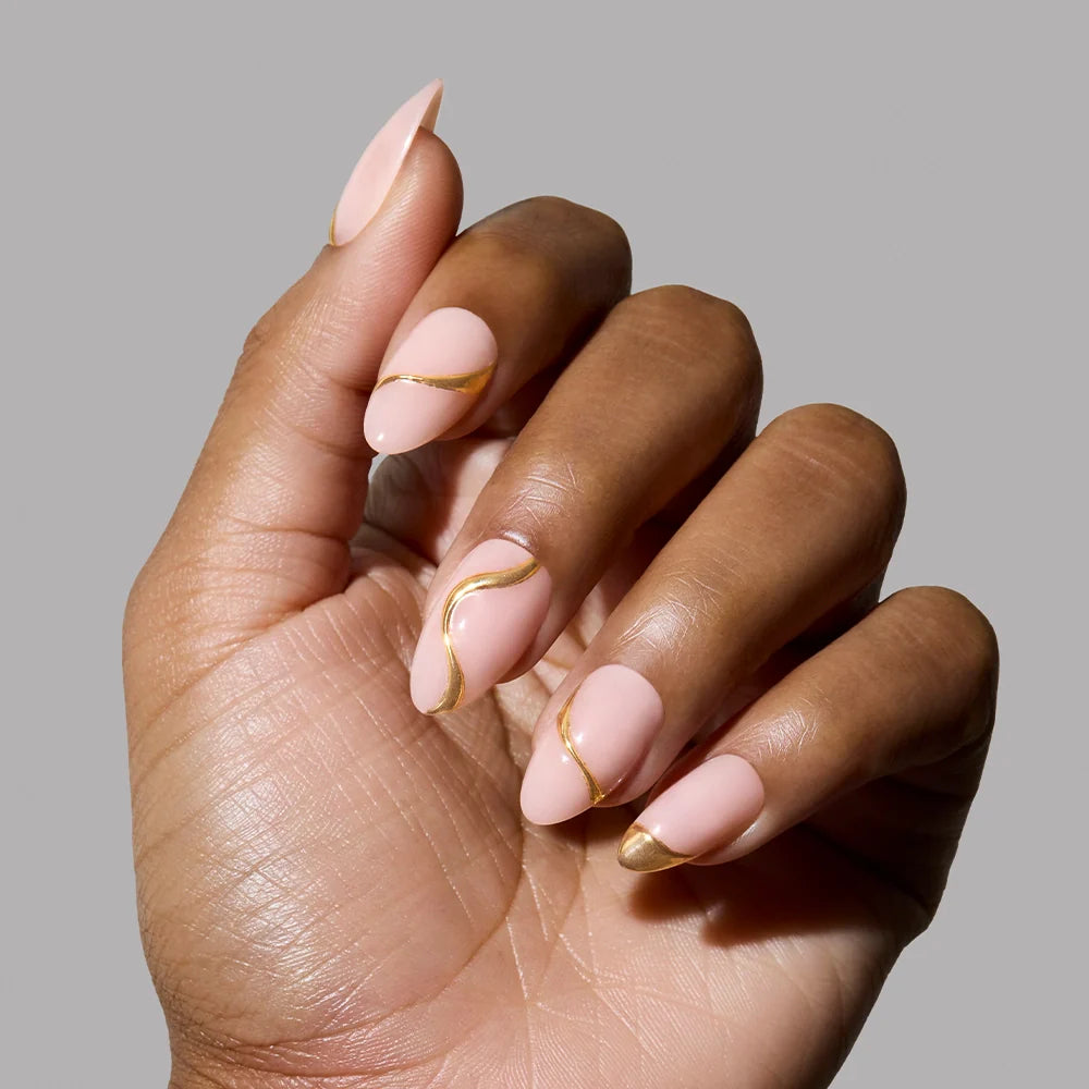I AM A RICH MAN? press-on nails close-up texture detail - french tip finish, US shipping