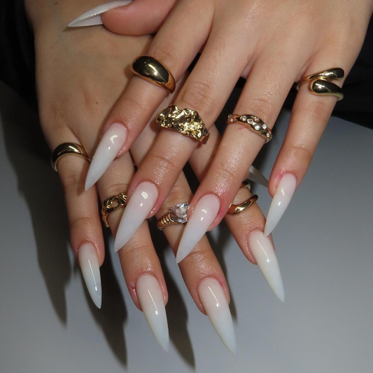 Clean Girl Nails pearl-shift press-on nails - almond shape, front view