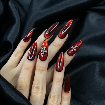 Ghost Party press-on nails on hand - lifestyle photo, seasonal finish