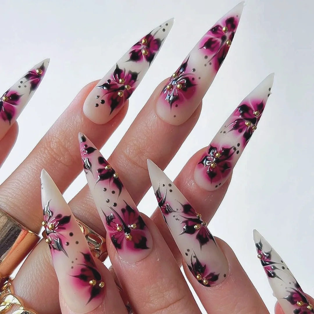 Chrome Crush press-on nails close-up texture detail - pearl-shift finish, US shipping