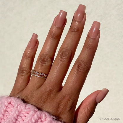 In The Nude jelly glaze press-on nails - square shape, front view