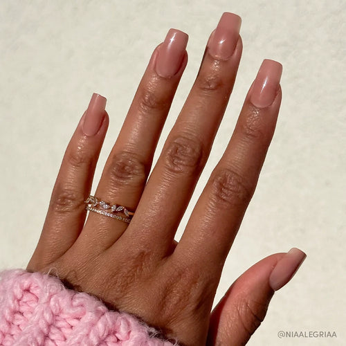 In The Nude jelly glaze press-on nails - square shape, front view