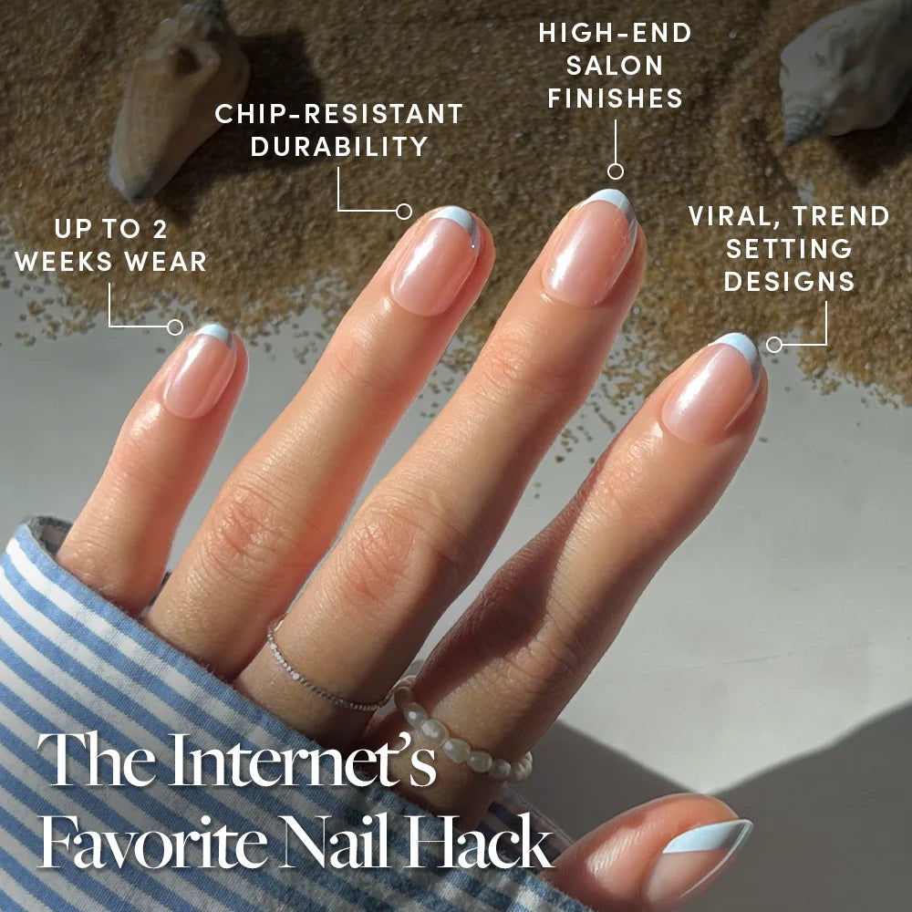 Into Blue press-on nails - image 5 of 9, dipped french oval