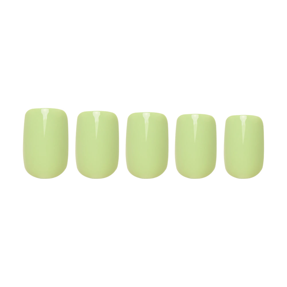 Light Sage press-on nails on hand - lifestyle photo, soft neutral finish