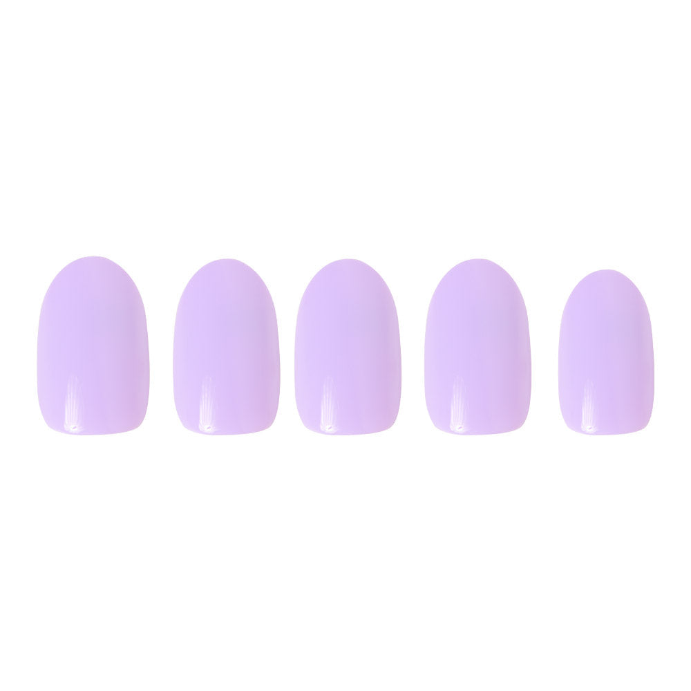 Lilac press-on nails close-up texture detail - floral finish, US shipping