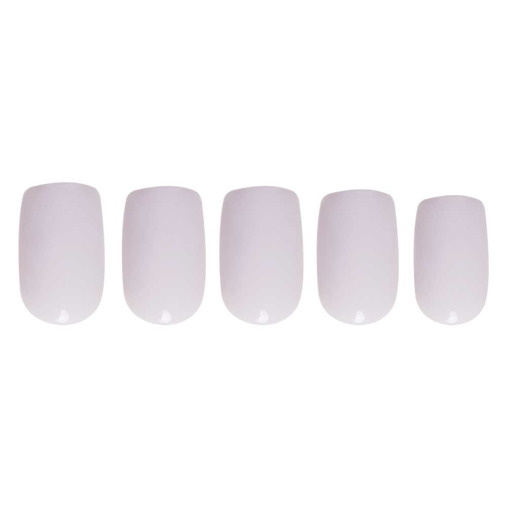 Lilac Gray press-on nails on hand - lifestyle photo, pastel finish