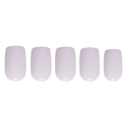 Lilac Gray press-on nails on hand - lifestyle photo, pastel finish