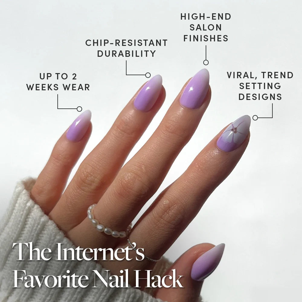 Lilac Reef press-on nails - image 5 of 9, floral almond
