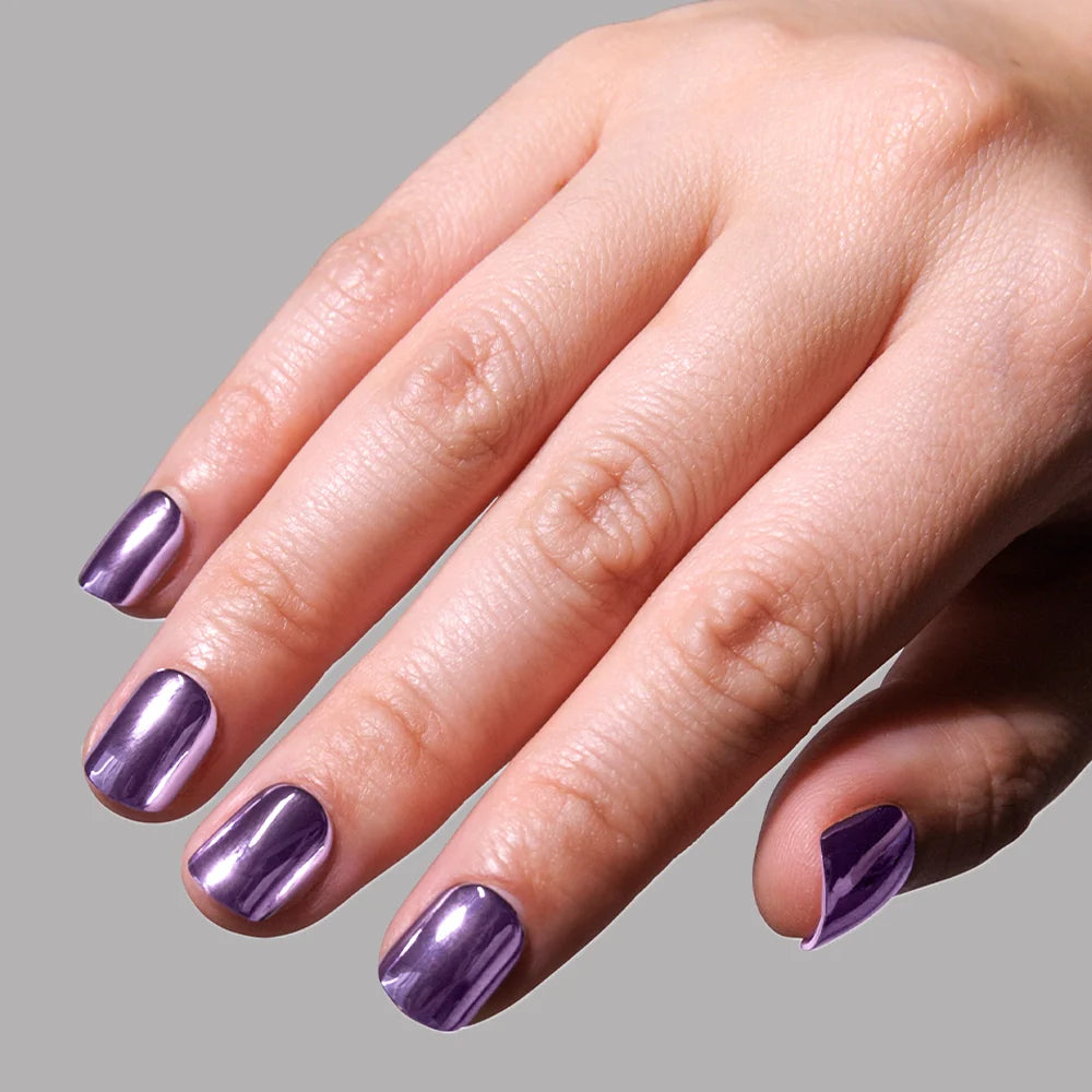 Lilac Steel press-on nail set - XS to L sizing, pearl-shift design