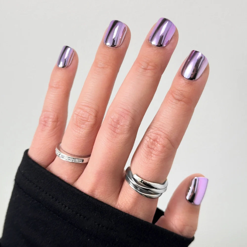 Lilac Steel press-on nails - image 5 of 8, pearl-shift square
