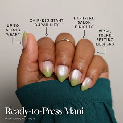Lime Beam press-on nails - image 5 of 8, cat-eye velvet almond