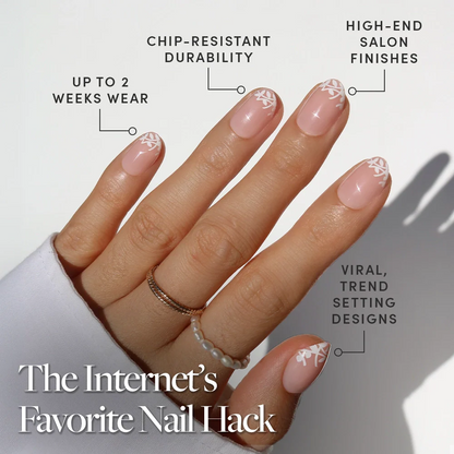 Love Preserved press-on nail set - XS to L sizing, milky cloud dancer design