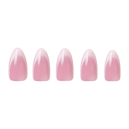 Lovers Blush press-on nails close-up texture detail - cat-eye velvet finish, US shipping