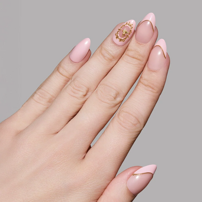 Lover's Crest press-on nail set - XS to L sizing, french tip design