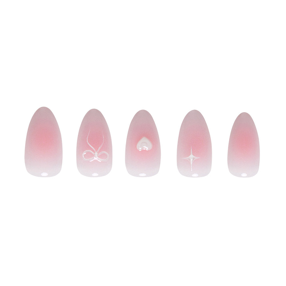 Lovers Knot press-on nails close-up texture detail - 3d sculptural finish, US shipping