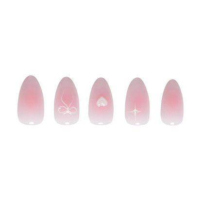 Lovers Knot press-on nails close-up texture detail - 3d sculptural finish, US shipping