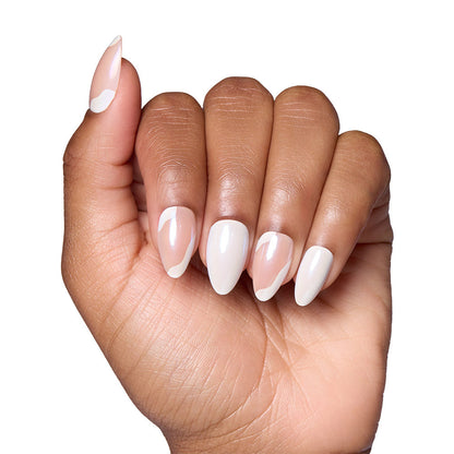 Lovey Dovey press-on nails on hand - lifestyle photo, jelly glaze finish