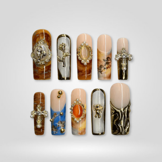 Angel Relic soft neutral press-on nails - square shape, front view
