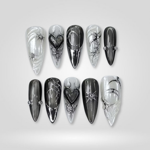 Phantom Rose soft neutral press-on nails - almond shape, front view