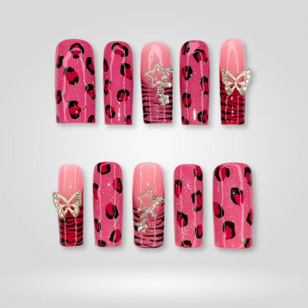 Pink Crush | Milky Cloud Dancer Square Press-Ons press-on nail set