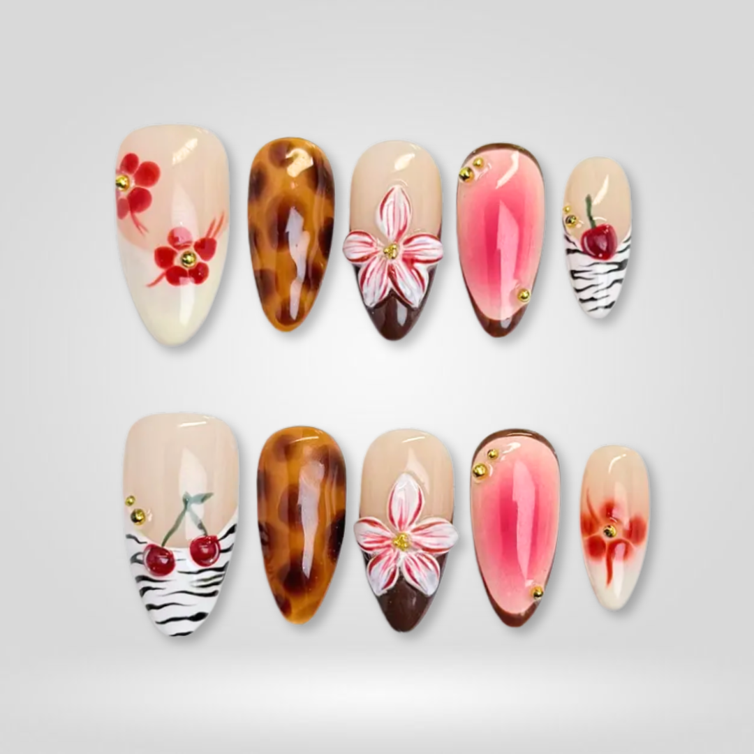 All Too Well 3d sculptural press-on nails - almond shape, front view