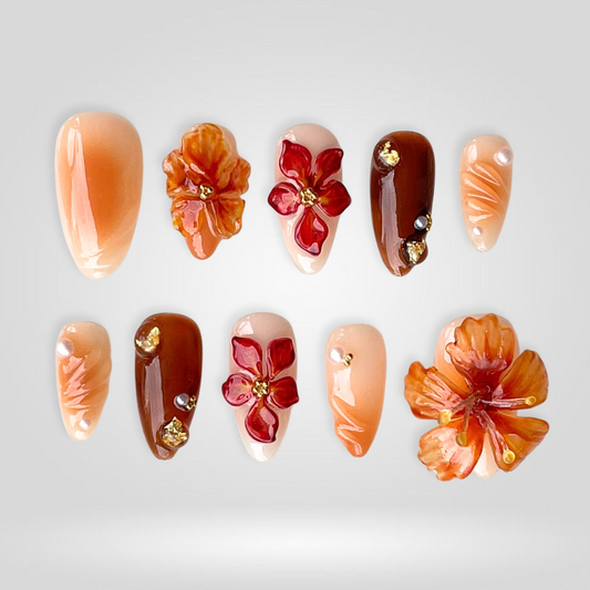Maple Glow milky cloud dancer press-on nails - almond shape, front view