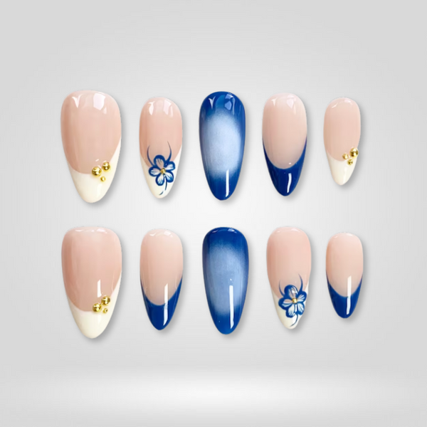 Blue Bloom | Floral Almond Press-Ons press-on nail set