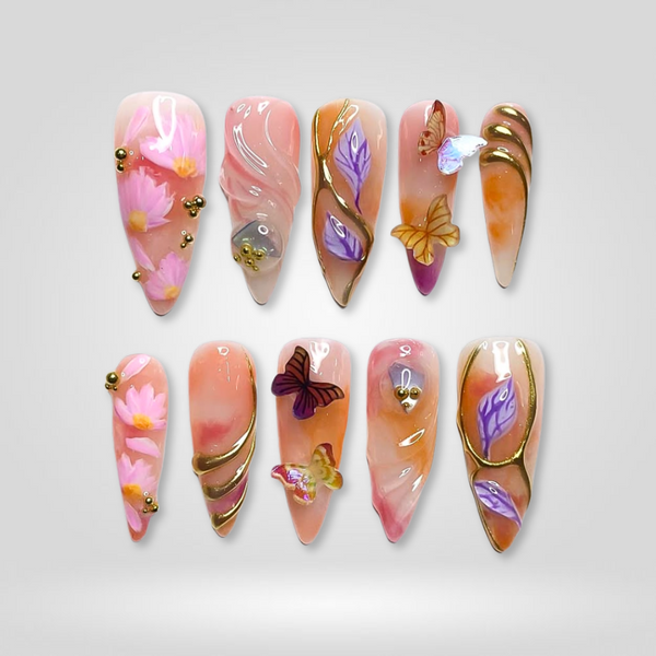 Petal Whirl | 3D Sculptural Almond Press-Ons press-on nail set