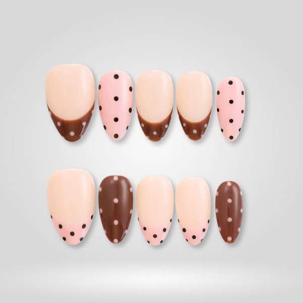 Choco Dots | Polka Dot Almond Press-Ons press-on nail set