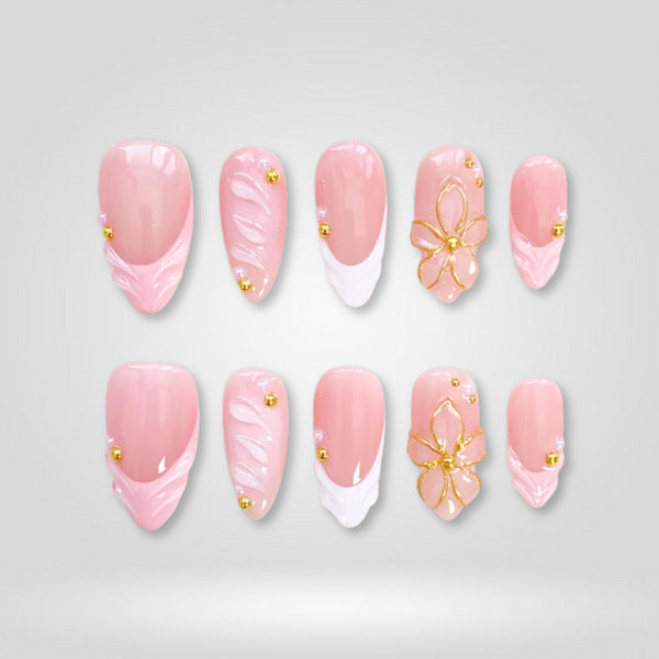 Petal Kiss | Floral Almond Press-Ons press-on nail set