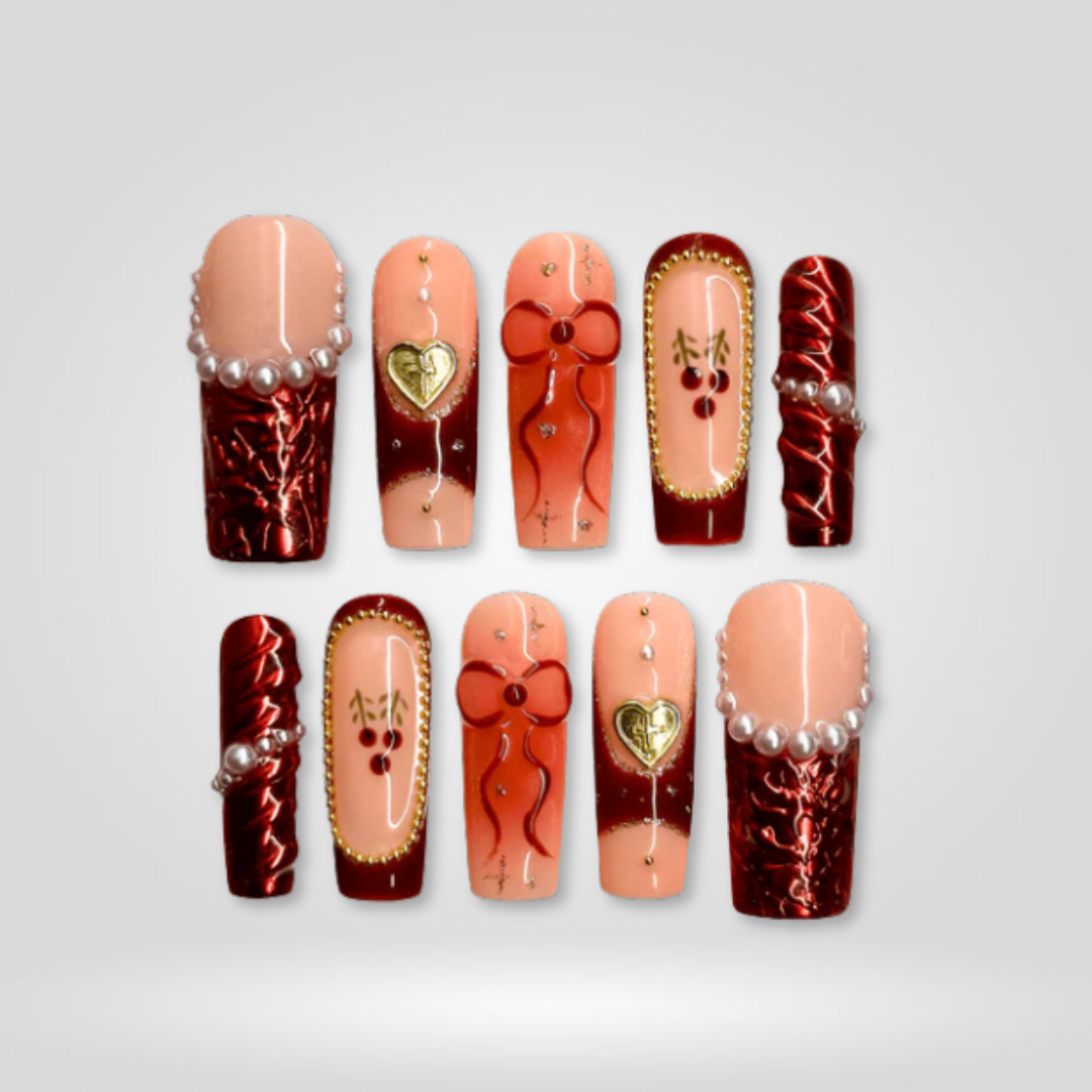 Ethereal Bloom milky cloud dancer press-on nails - square shape, front view